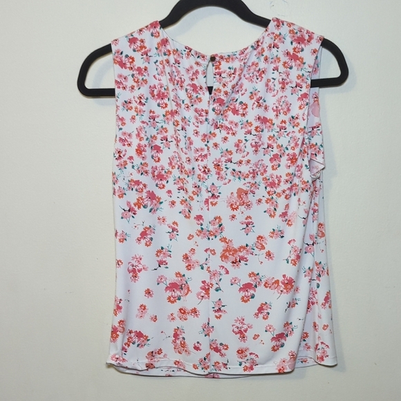 Calvin Klein White and Pink Floral Shell Business Casual Women's Size L - Picture 5 of 5